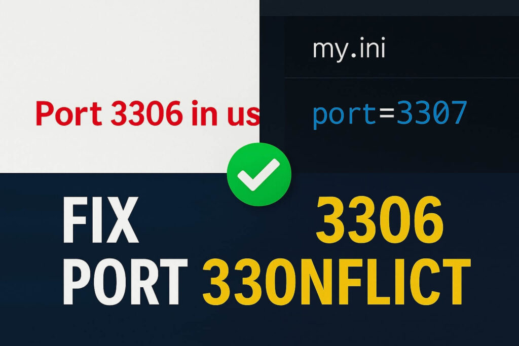 Changing MySQL port to 3307 to fix the localhost database connection error.