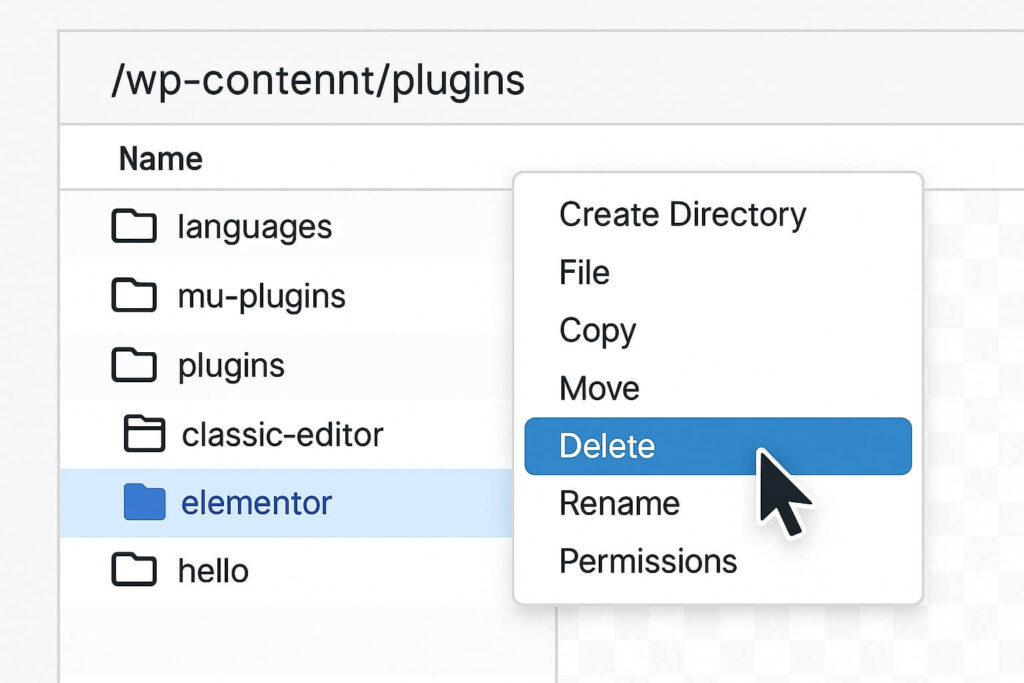 Deleting a plugin folder via FTP to resolve destination folder already exists error.