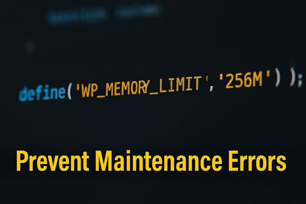 Code snippet to increase PHP memory and prevent stuck in maintenance mode WordPress error.