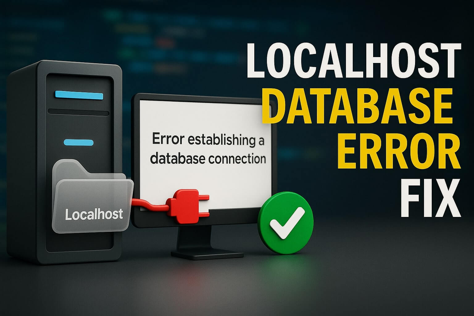 Computer screen showing the localhost database connection error on XAMPP.