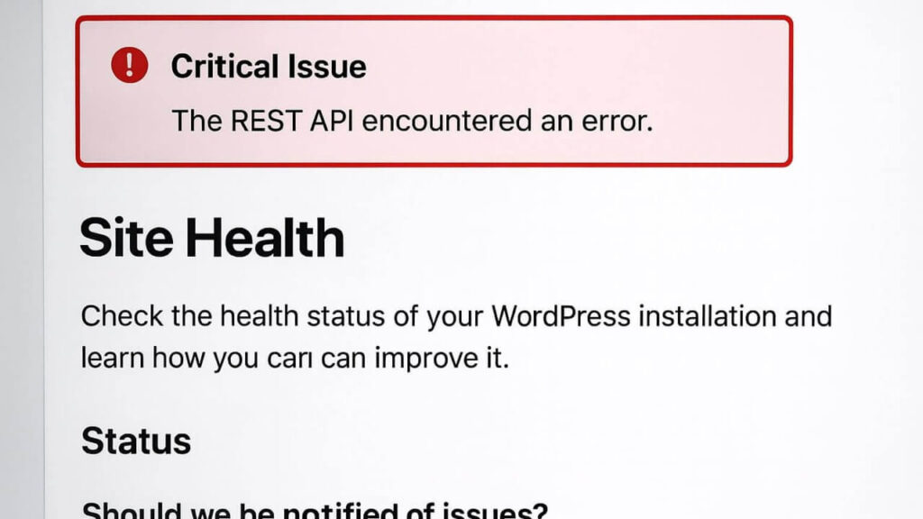 Site Health status page displaying the need for a cURL error 28 wordpress fix.