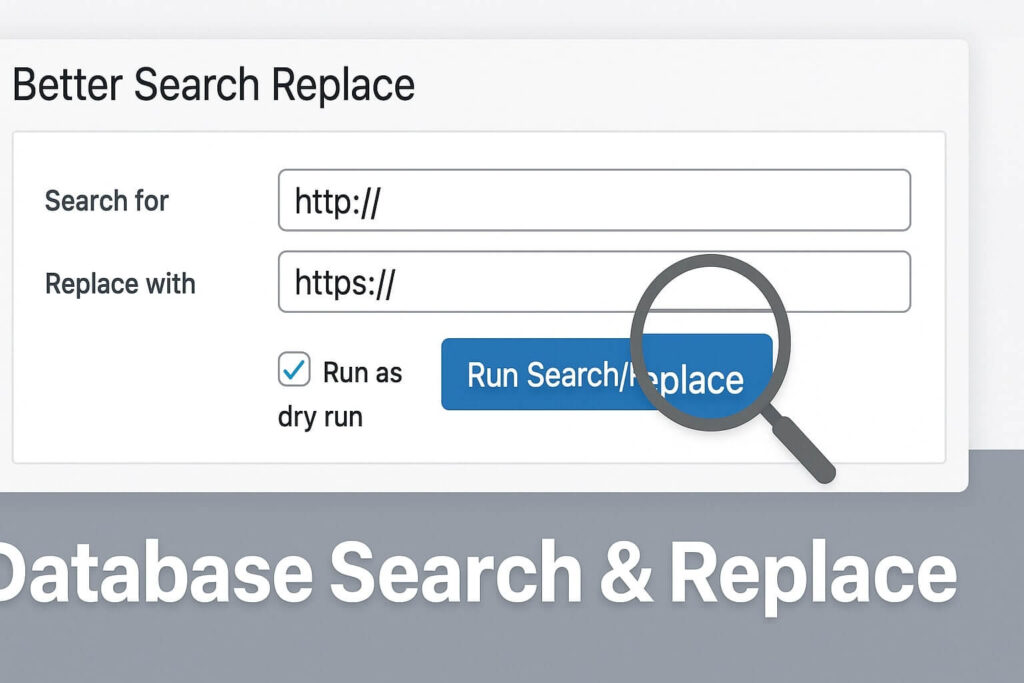 Running a search and replace operation to fix the mixed content error WordPress in the database.