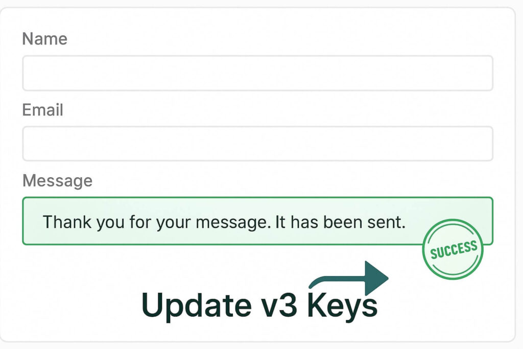 Successful Contact Form 7 submission with a green border after fixing the red border error.