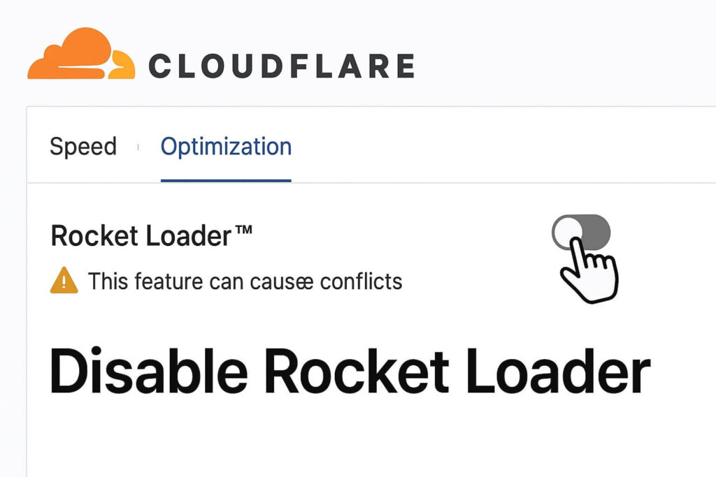 Disabling Rocket Loader in Cloudflare to implement the wp rocket layout fix.
