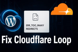 Browser screen displaying the error_too_many_redirects WordPress Cloudflare loop message.