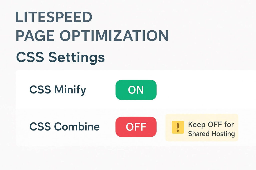 Configuring CSS and JS minification in the LiteSpeed Cache settings Hostinger guide.