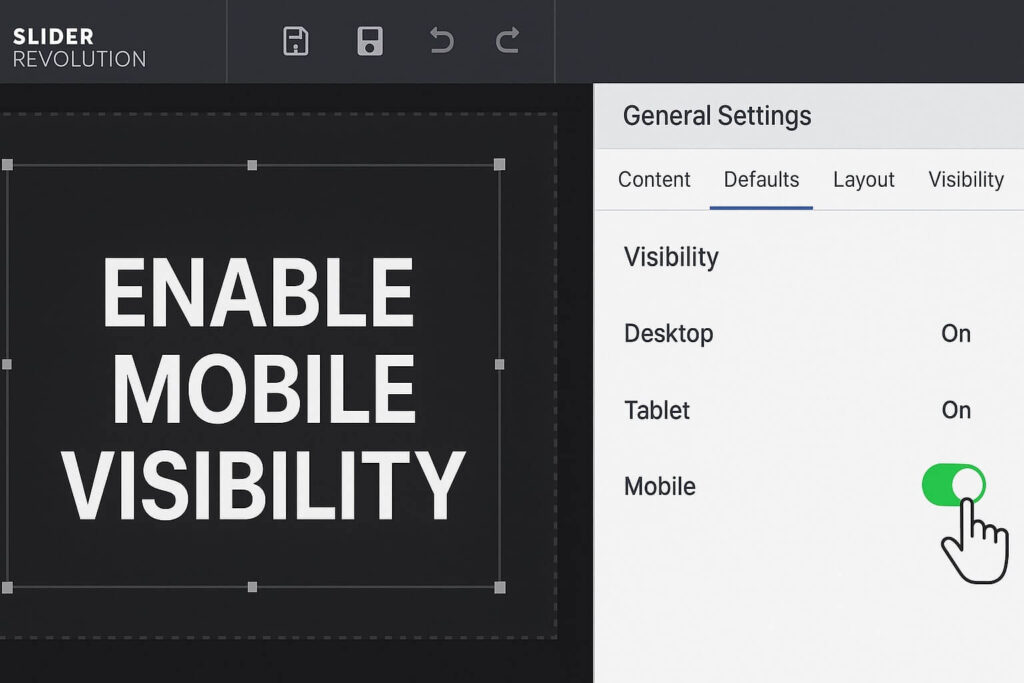 Toggling visibility settings to fix the slider revolution mobile error.